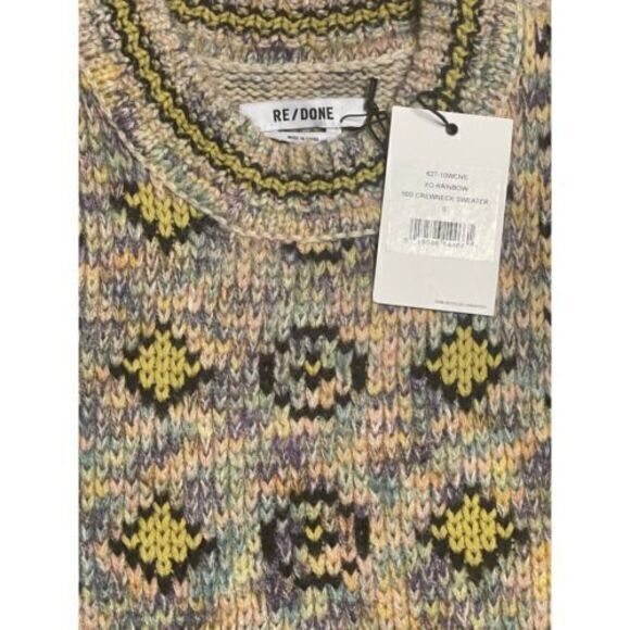 Re/Done Re Done 50s Crew Neck Sweater‎ XO Rainbow Small Knit Retro - Picture 6 of 11